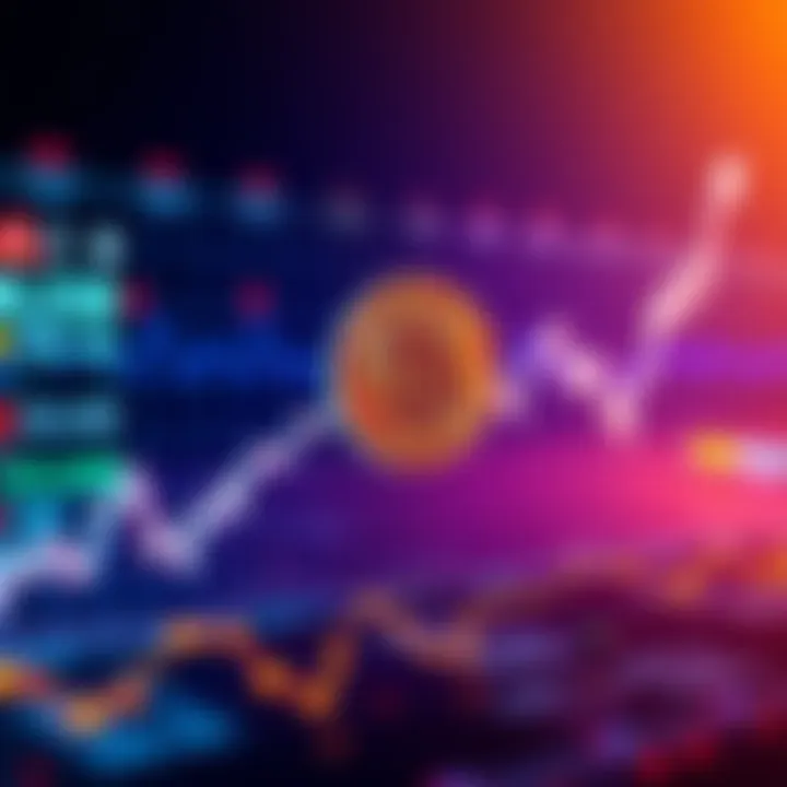 A line graph showing the ups and downs of Bitcoin prices over time with an upward trend highlighted.