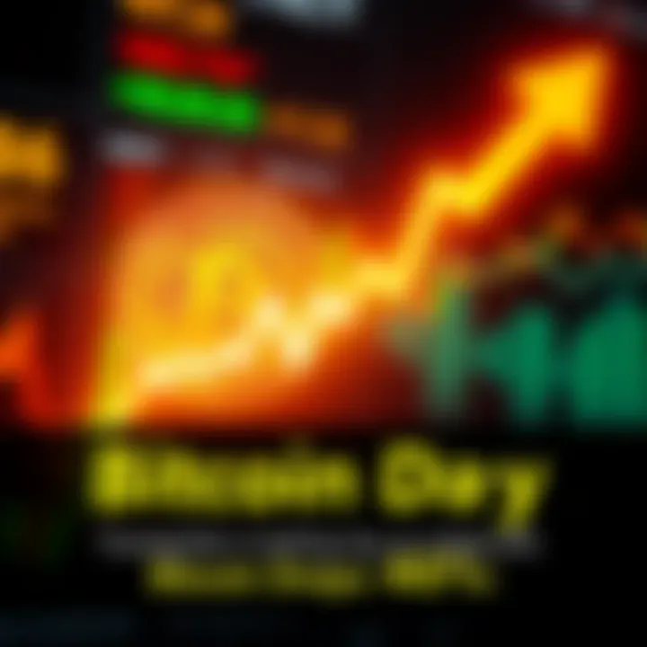 A chart showing the drop in Bitcoin prices with a downward arrow and market analysis text