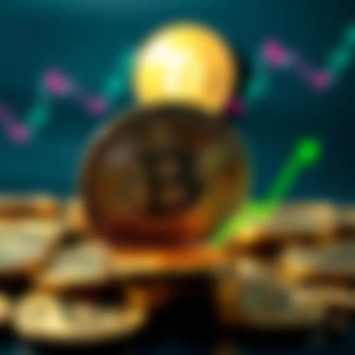 A visual representation of Bitcoin's recent price surge with an upward graph and Bitcoin coins in the background.