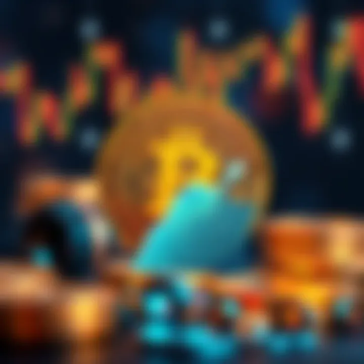 Bitcoin symbol with an upward trend graph, symbolizing market boost after ceasefire