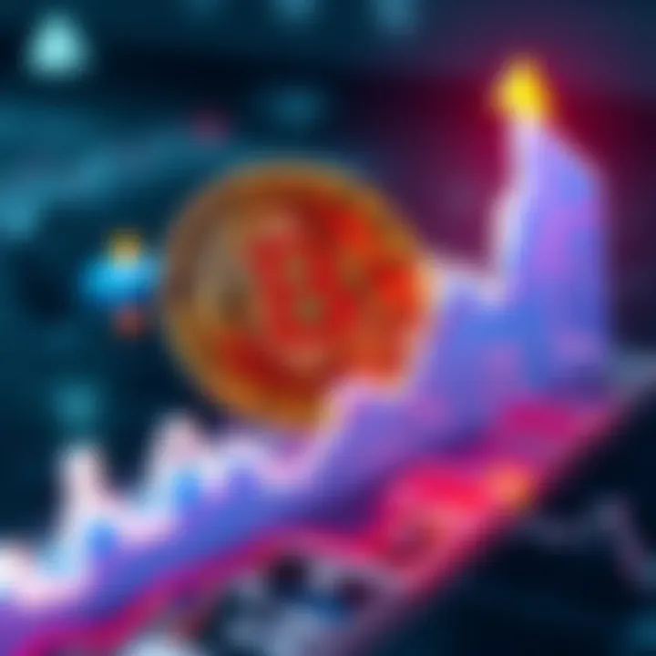 Bitcoin Price Surge Bitcoin breaking above a trendline with a rising price chart showing upward movement, symbolizing potential growth.