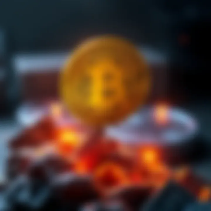 Bitcoin Surpasses Dollar Bitcoin symbol rising above US Dollar symbol representing market value change