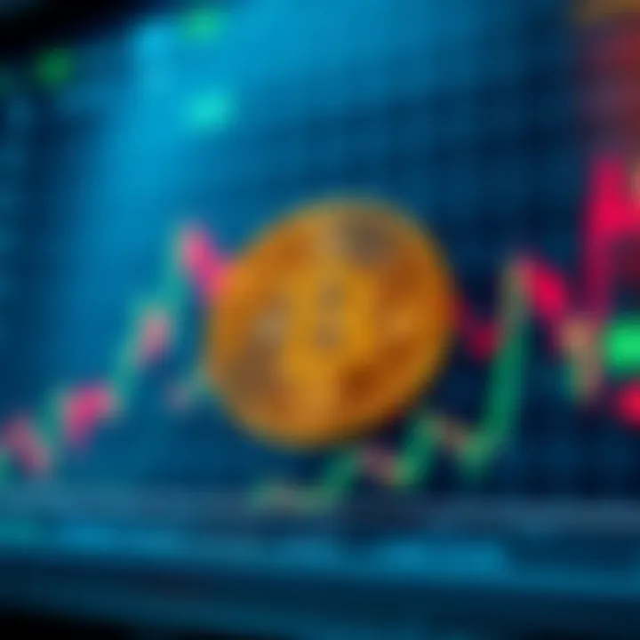 A graph showing Bitcoin gains with altcoin market fluctuations in the background, depicting investment strategies.