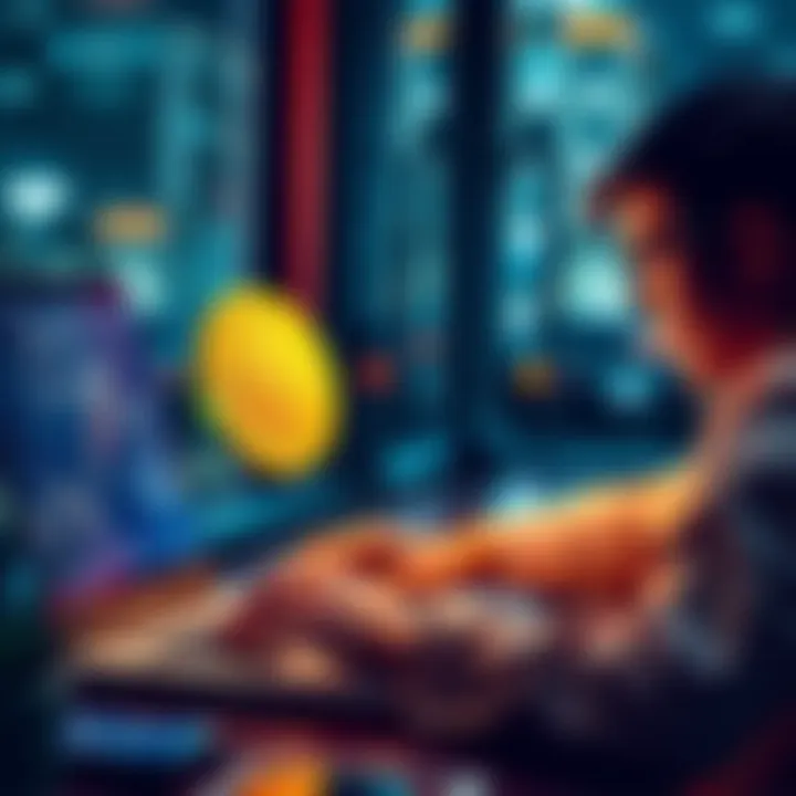 A person looking for ways to buy Bitcoin using alternative methods on a laptop