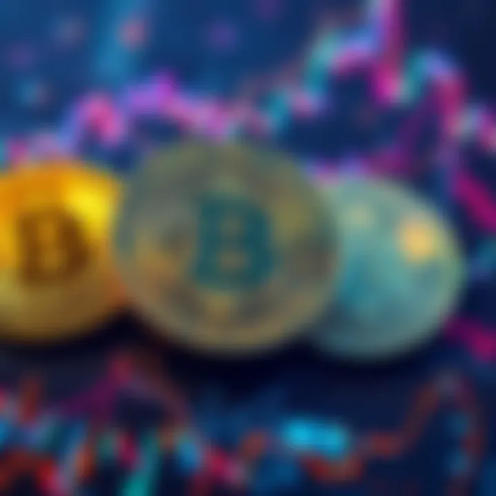 Bitcoin and its forks A visual representation of Bitcoin along with Litecoin, Dogecoin, and Bitcoin Cash, illustrating their connections and competition in the cryptocurrency market.