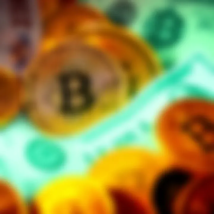 Bitcoin and Wealth A graphic showing Bitcoin coins overshadowing traditional money symbols, emphasizing the impact of cryptocurrency on wealth.