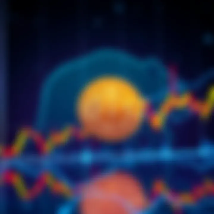A graph showing Bitcoin's value fluctuating during a bear market with a bearish symbol in the background.