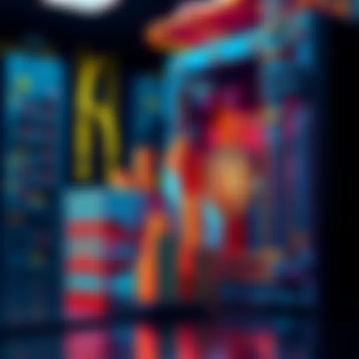 A visual representation of a Bitcoin blockchain with increasing size, showing digital blocks stacking up next to a mining rig