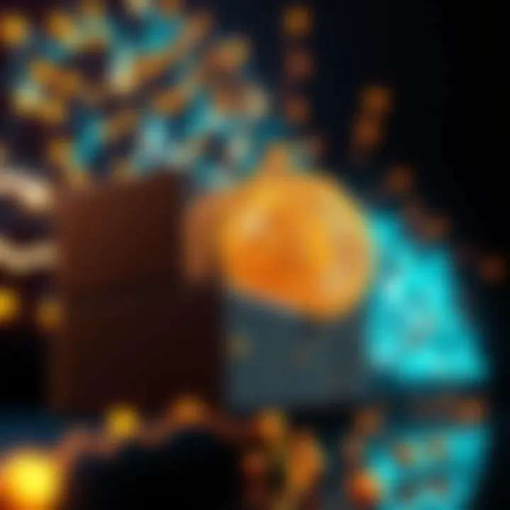 A visual representation of Bitcoin and blockchain technology, showing interconnected blocks and the Bitcoin symbol.