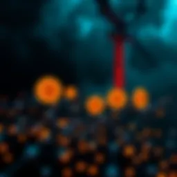A visual depicting Bitcoin symbols and a blockchain network operating without electricity, showing resilience in a dark environment.