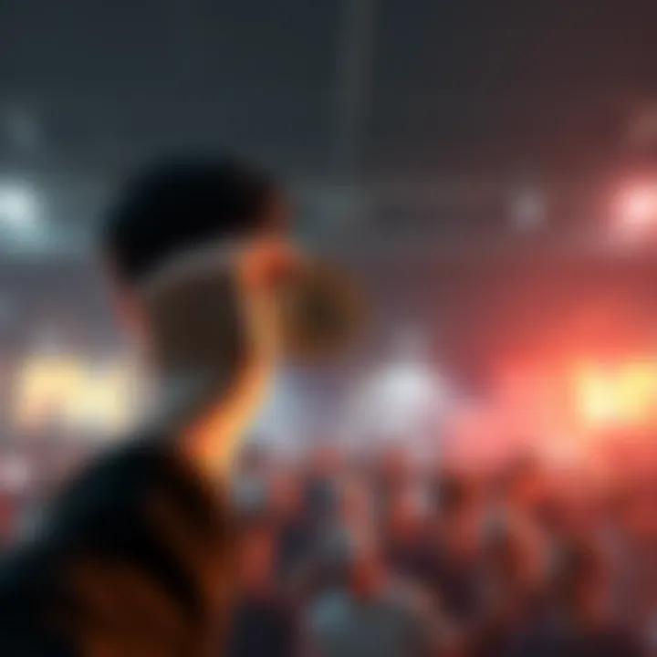 A person holding a Bitcoin in one hand while looking confidently towards a crowd of skeptics, symbolizing defiance against criticism