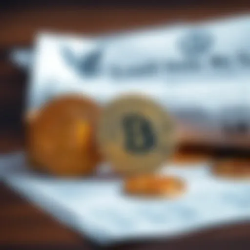 A stack of Bitcoin coins next to loan documents illustrating borrowing against Bitcoin instead of selling