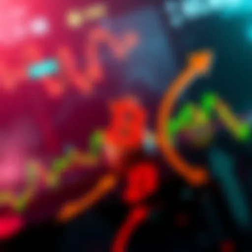 Graphic showing Bitcoin price dropping with arrows indicating buying points and dollar-cost averaging concept