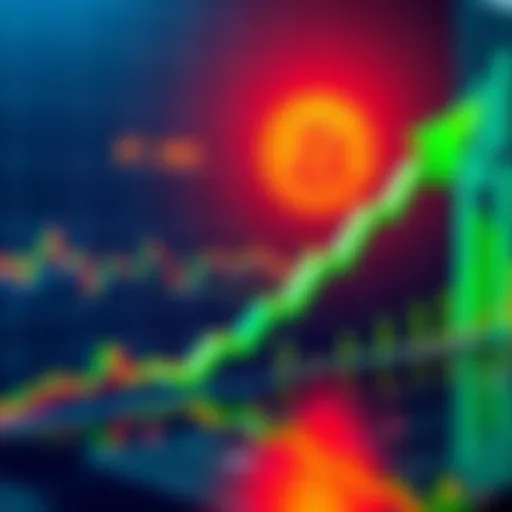 A chart showing Bitcoin price rising above previous levels with a green arrow pointing upwards, symbolizing market growth.