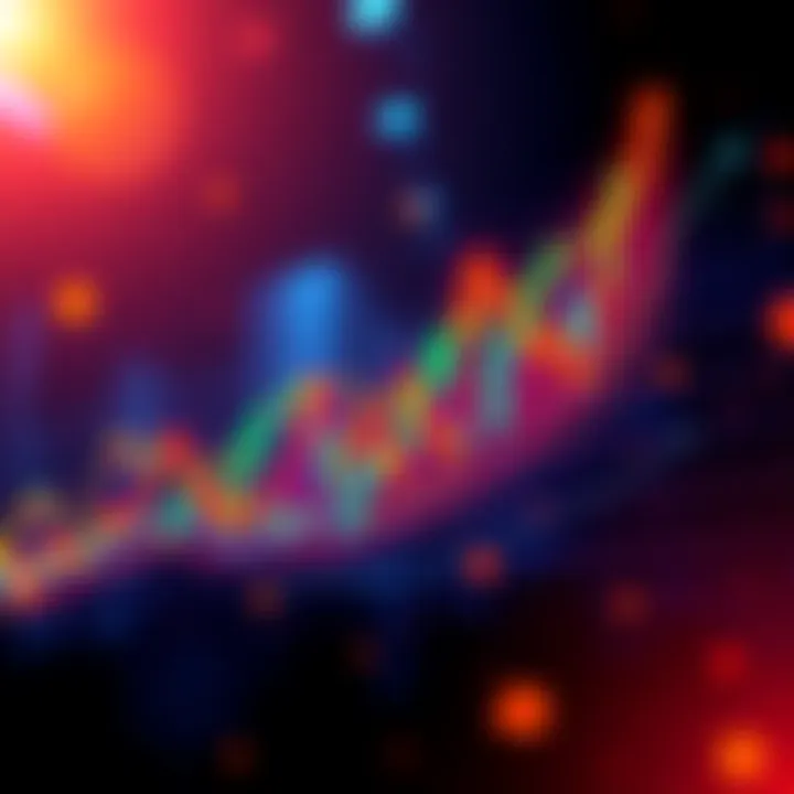 A colorful graph depicting Bitcoin's price changes, with an upward trend highlighted. People are analyzing investment strategies as the market shifts.