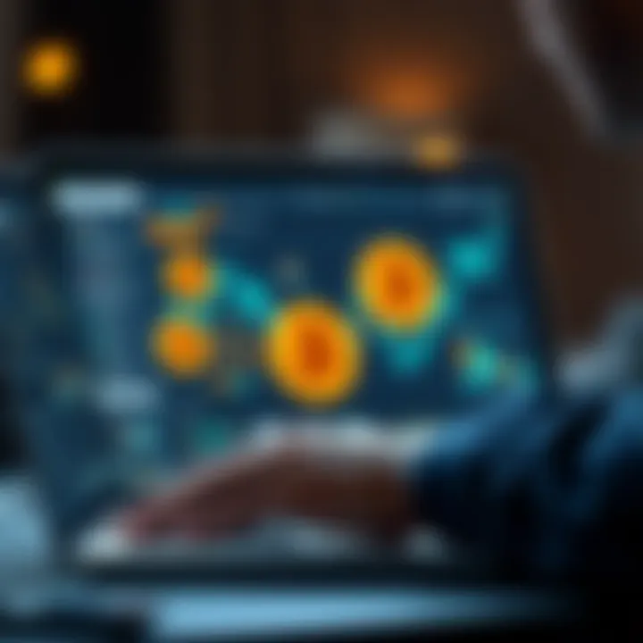 A person selecting between different Bitcoin clients on a laptop screen, representing the importance of choosing the right client for transactions.