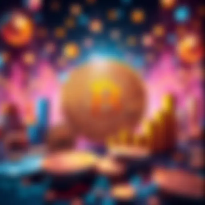 A visual representation of Bitcoin with symbols of currency and graphs showing growth, representing its potential as a viable currency.