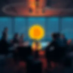 Members of the Bitcoin Core team discussing updates in a meeting room with laptops and charts.