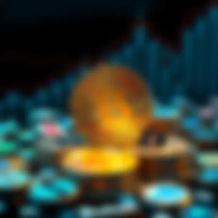 A visual representation of Bitcoin coins with corporate logos surrounding them, symbolizing company investments in cryptocurrency.