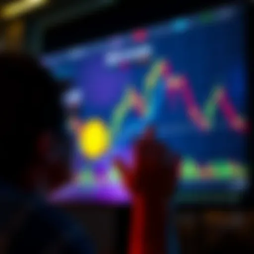 A worried person looking at a falling Bitcoin graph on a screen, contemplating financial future