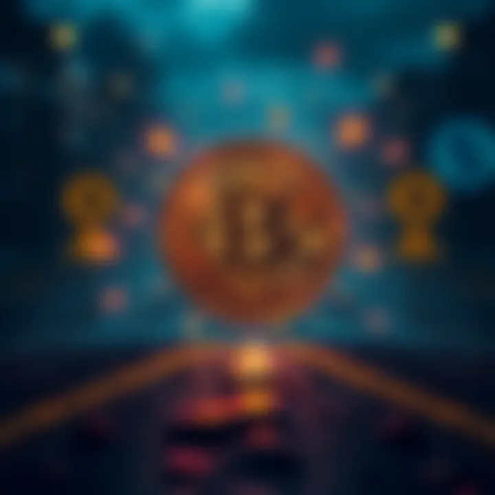 A visual representation of Bitcoin surrounded by signs of change, representing challenges to its dominance in the cryptocurrency market.