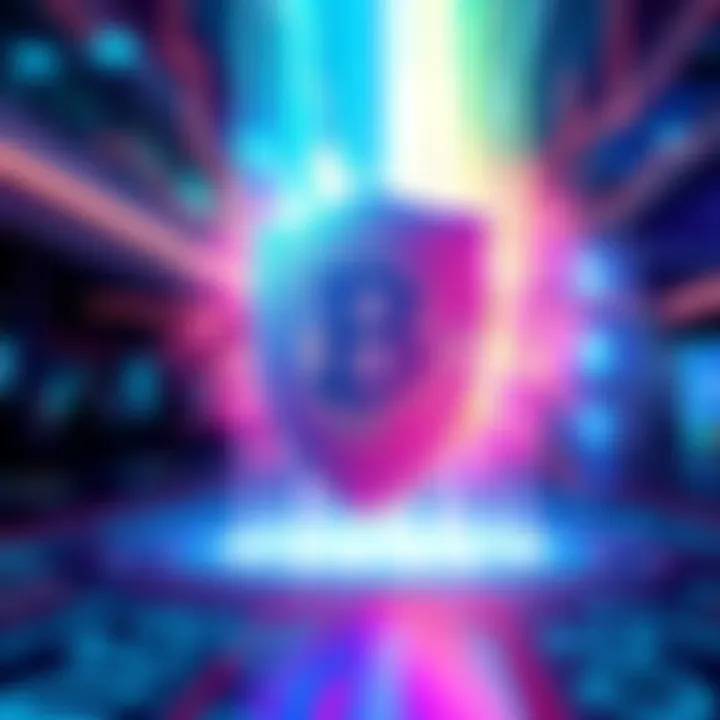 A visual representation of a digital shield protecting Bitcoin investments, symbolizing emotional trading control with rules and discipline.