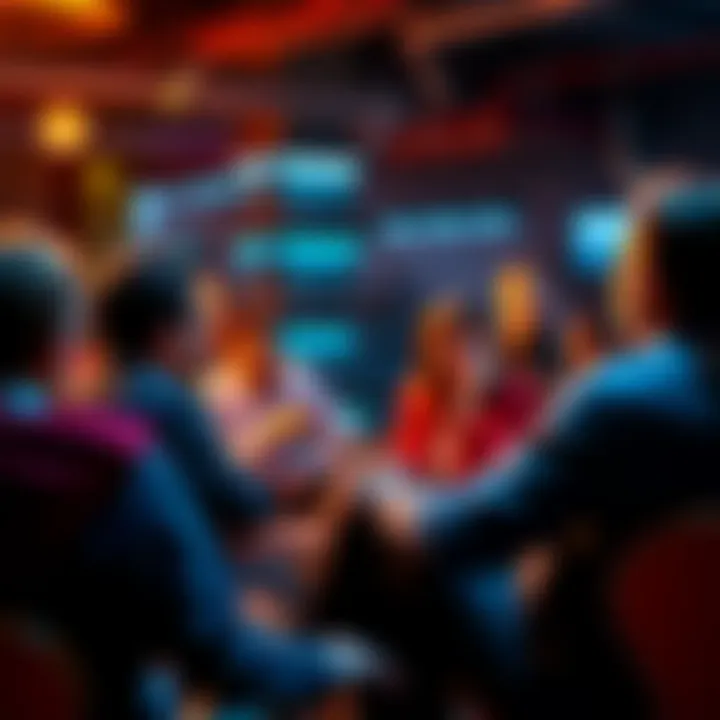 A group of people engaging in a conversation about Bitcoin, sharing insights and asking questions in a lively setting.