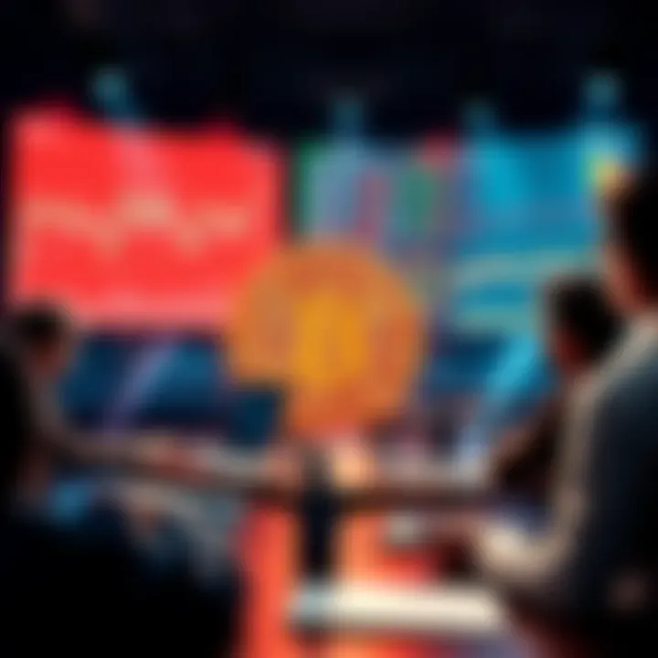 People discussing Bitcoin with charts and graphs in a digital forum setting