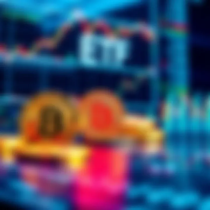 A graphic showing Bitcoin symbols alongside financial charts and graphs representing ETFs and their impact on investments.