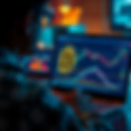 A person looking at a laptop screen displaying Bitcoin charts and graphics, symbolizing investment opportunities in cryptocurrency.