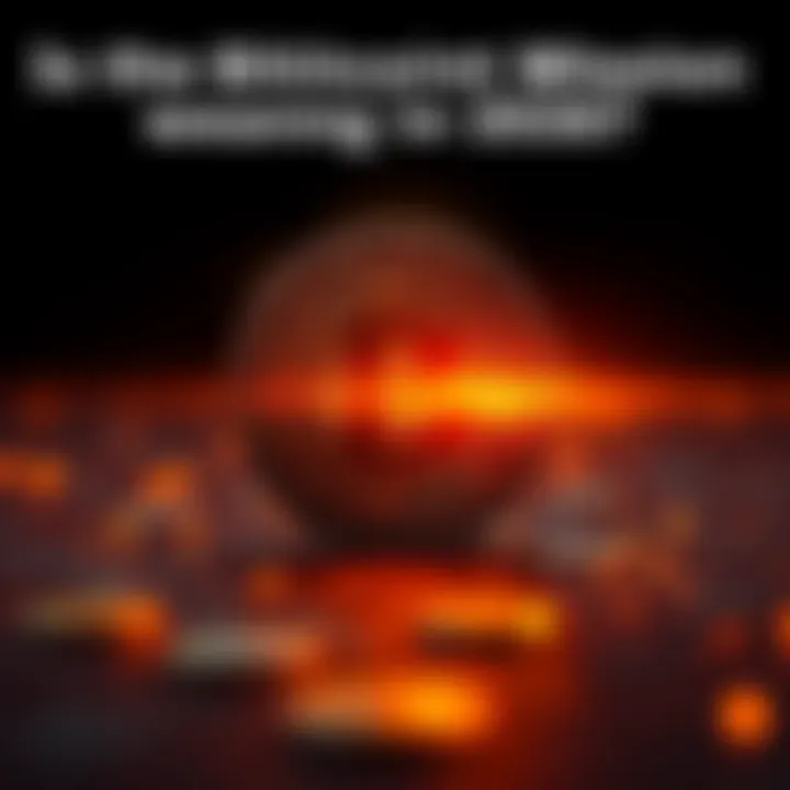 A Bitcoin symbol slowly losing brightness against a dark background, representing uncertainty in its future mission.