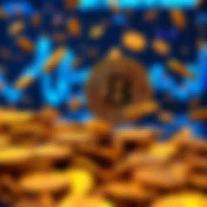 Bitcoin falling coins Coins representing Bitcoin falling to symbolize value drop