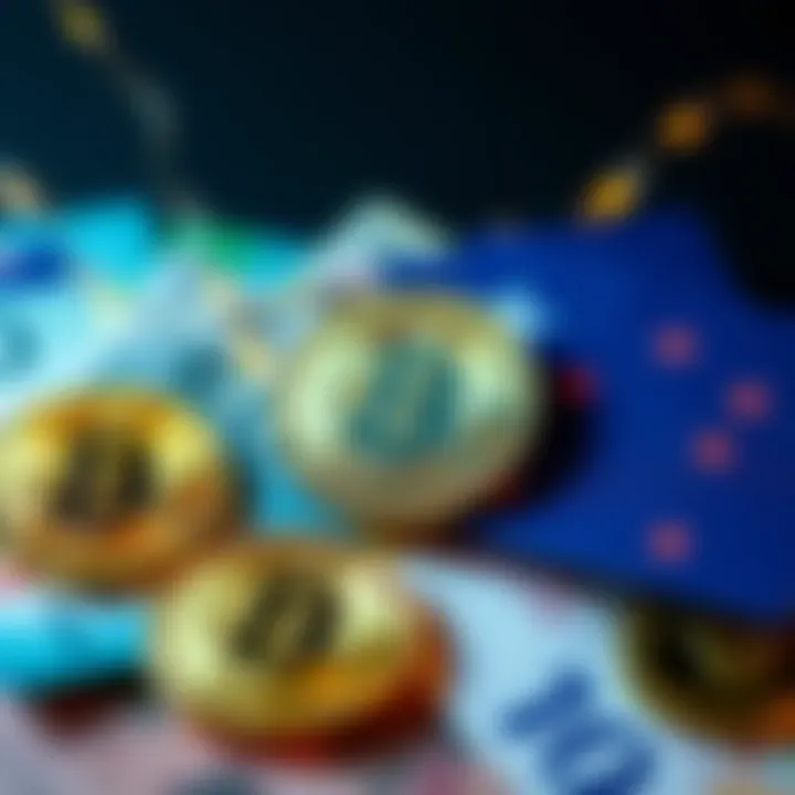 A graphic showing bitcoin symbols alongside Australian currency, highlighting the integration of cryptocurrencies into finance