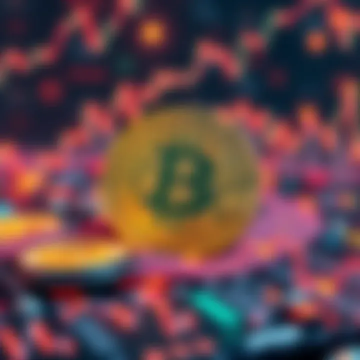 A digital representation of Bitcoin intertwined with financial symbols, showing growth and innovation in financial technology.