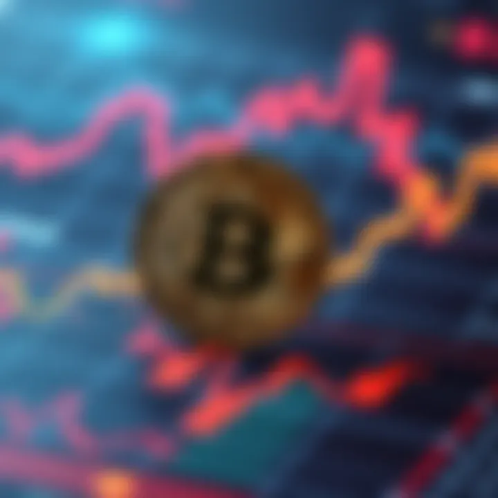 A Bitcoin symbol placed over a backdrop of rising financial graphs, symbolizing its potential impact on the economy.