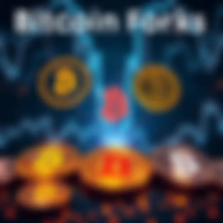 Bitcoin Forks Overview Visual representation of different Bitcoin forks showing their logos and connections to Bitcoin