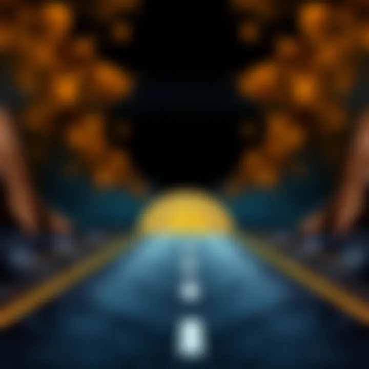 Bitcoin's Future Choices A split road with three distinct paths representing Bitcoin's potential futures: one path rising upward, one remaining level, and one leading downward into darkness, symbolizing uncertainty.