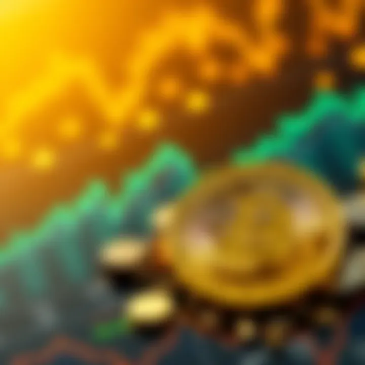 A visual representation contrasting Bitcoin and gold as investment options, showing graphs of volatility and price trends for both.