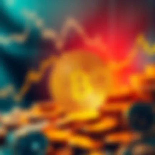 A visual representation of Bitcoin rising alongside gold prices, with a graph indicating a steep upward trend and gold coins in the background.