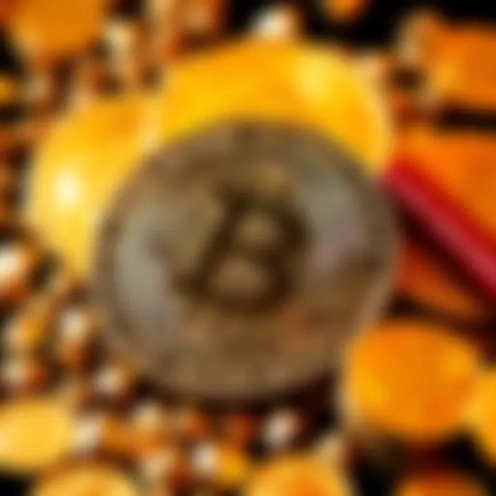 A visual representation of Bitcoin alongside gold coins and tokens, highlighting the investment shift in cryptocurrency.