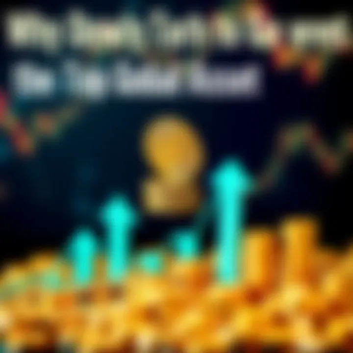 Bitcoin symbol with upward arrow representing growth and investment