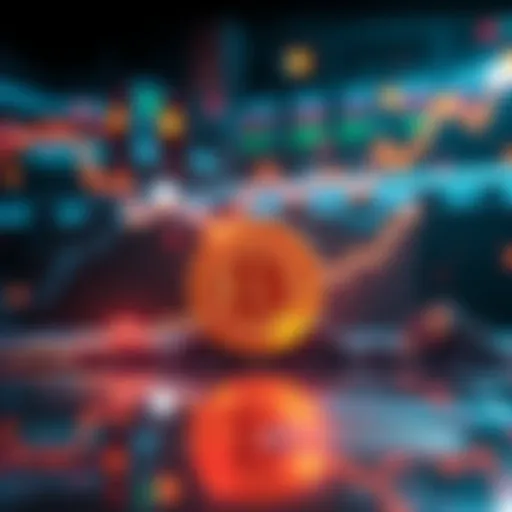 A graph showing Bitcoin's price increase over time with futuristic elements.