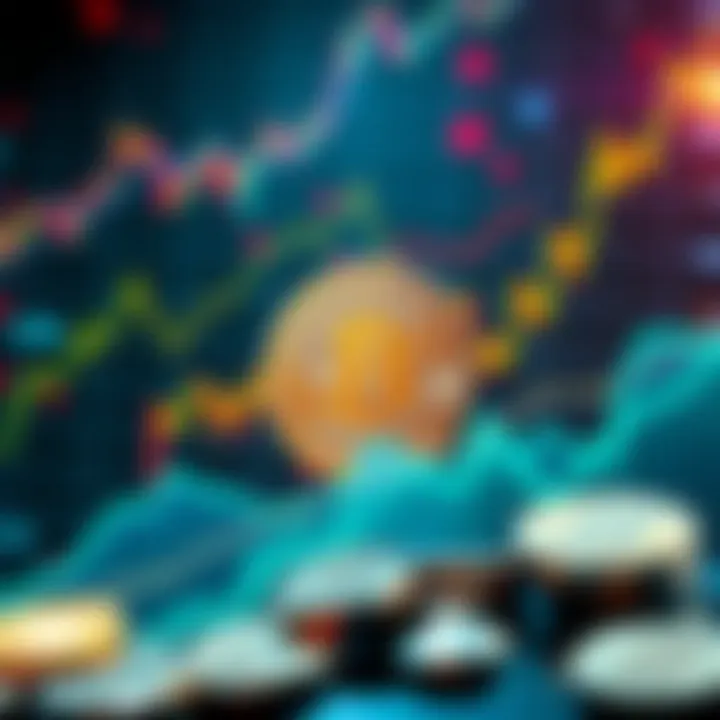 A visual representation of Bitcoin's growth in 2026 with graphs and coins, showcasing the financial impact and innovations in cryptocurrency.