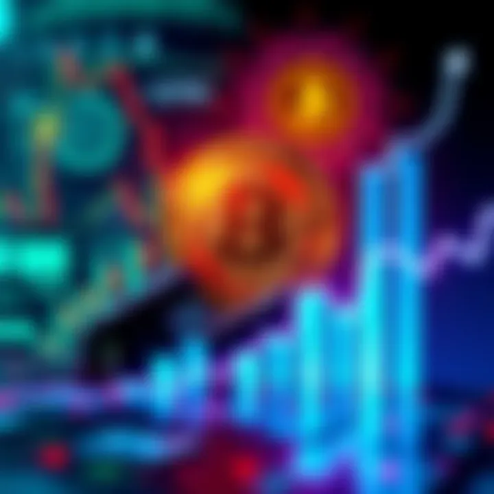 Graph showing Bitcoin value rising dramatically with symbols of artificial intelligence in the background