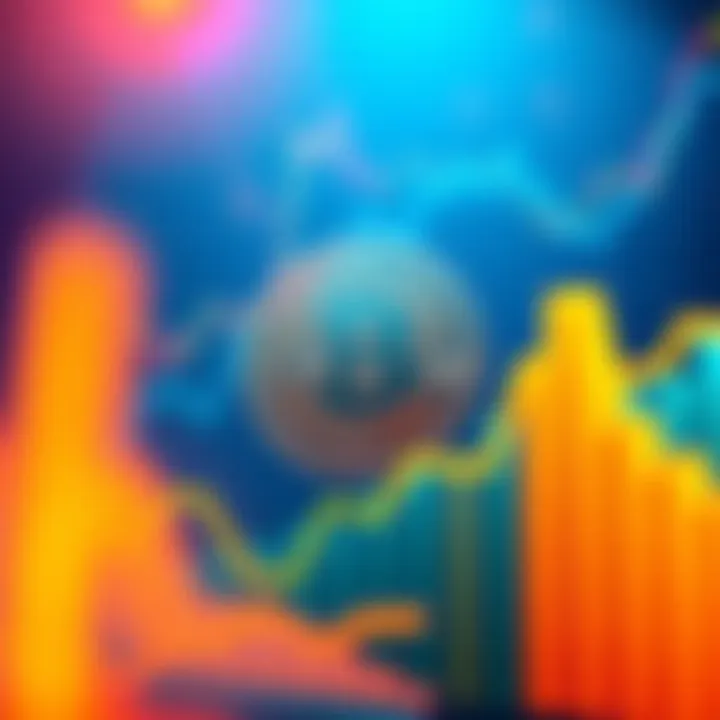 Bitcoin symbol with rising graphs A Bitcoin symbol surrounded by upward trending graphs, symbolizing its popularity and growth among investors.