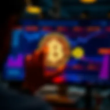Bitcoin Holding Strategies A person examining Bitcoin investment options on a digital screen, showing various holding time periods like short-term and long-term.