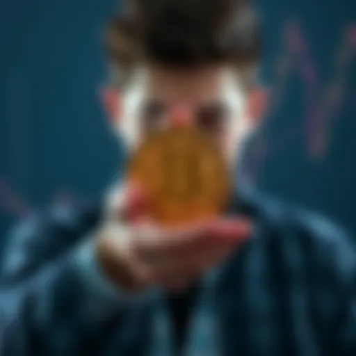 A person holding a Bitcoin symbol with a calm expression, symbolizing patience in investing.