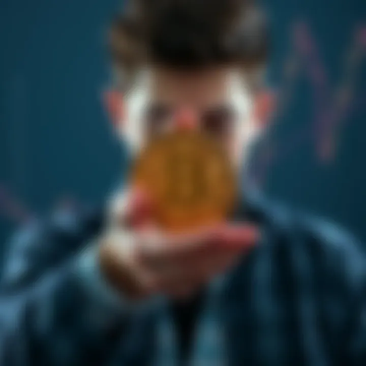 A person holding a Bitcoin symbol with a calm expression, symbolizing patience in investing.