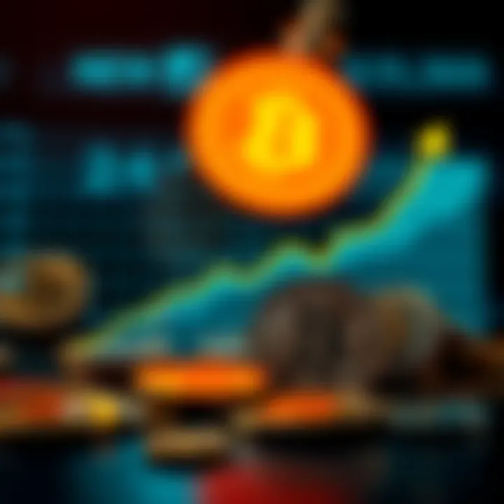 A graphic showing Bitcoin coins alongside a rising inflation chart, symbolizing the debate on Bitcoin as an inflation hedge.