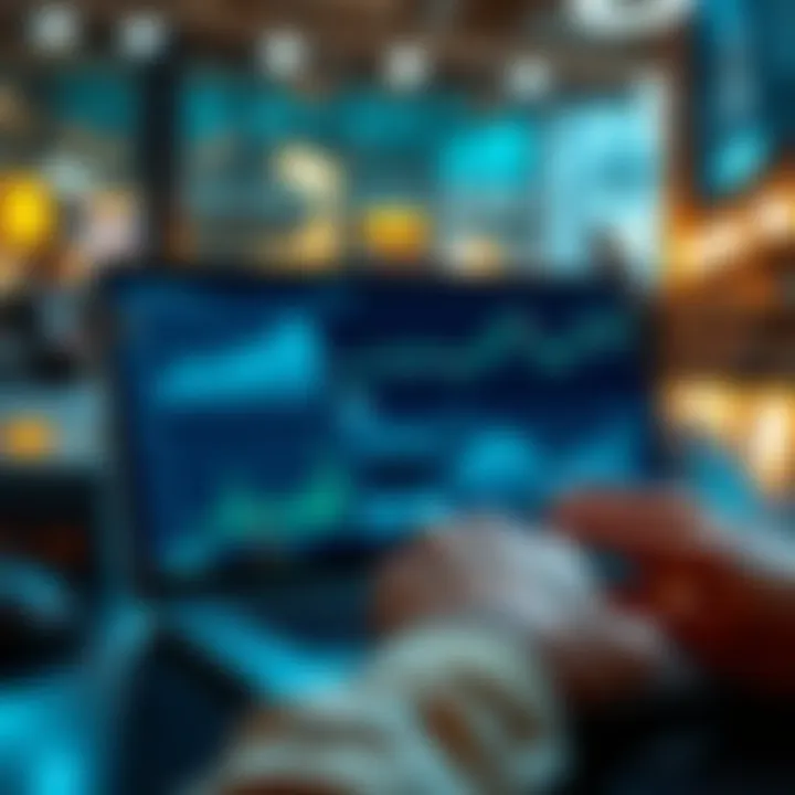 A person analyzing Bitcoin investment options on a laptop with charts and graphs displayed